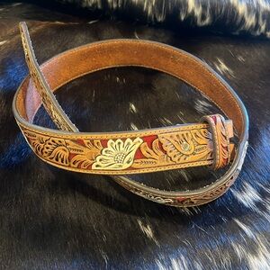 Nacona tooled leather western belt